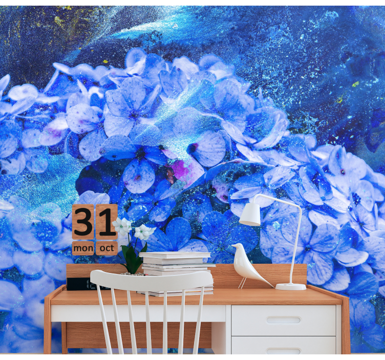 Blue Floral Arrangement flower mural - TenStickers