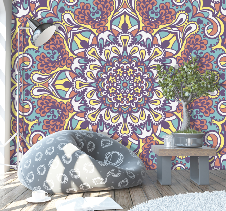 Blue Mandala Mural wallpaper - TenStickers