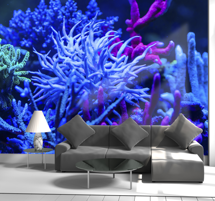 Blue tone coral sea wall mural - TenStickers