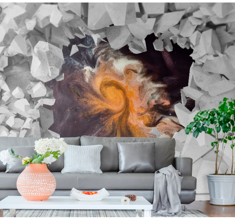Broken concrete with photo custom wall mural - TenStickers