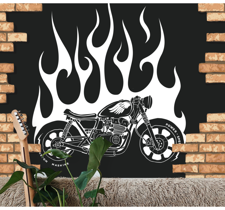 Car mural motorbike flames - TenStickers