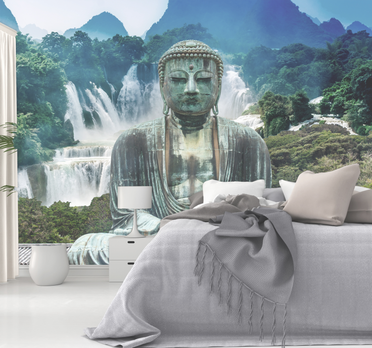 Cascades of calm Buddha wall mural - TenStickers