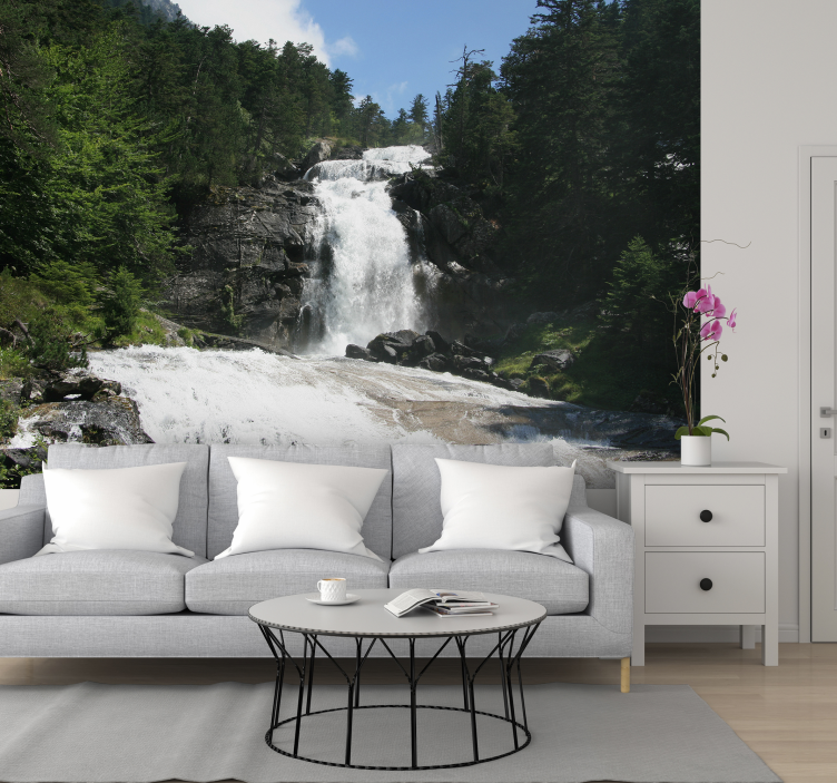 Cascading Scenery waterfall mural - TenStickers