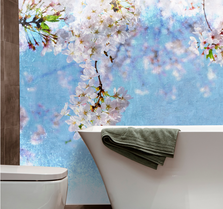 Cherry blossom serenity flower mural - TenStickers