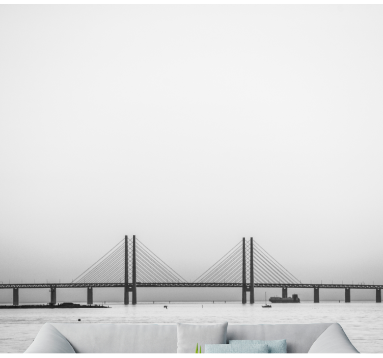 City wall mural bridge over water - TenStickers