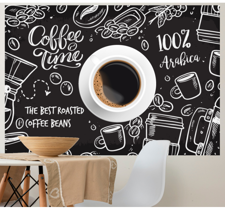 Coffee time design phrase wall mural - TenStickers