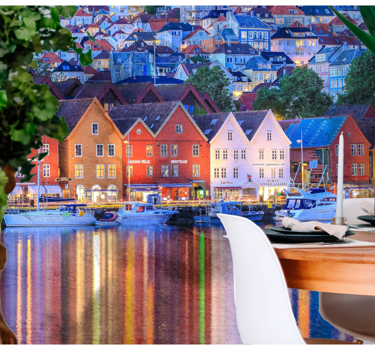 Colorful Coastal Houses city wall mural - TenStickers