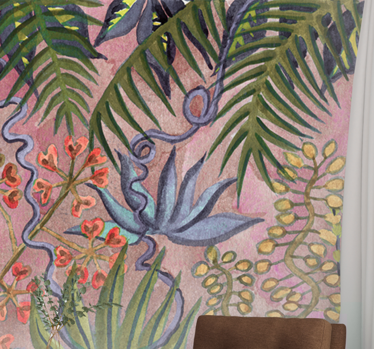 Colorful design with exotic plants Wall Mural - TenStickers