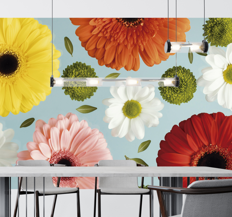 Colorful flowers wall mural - TenStickers