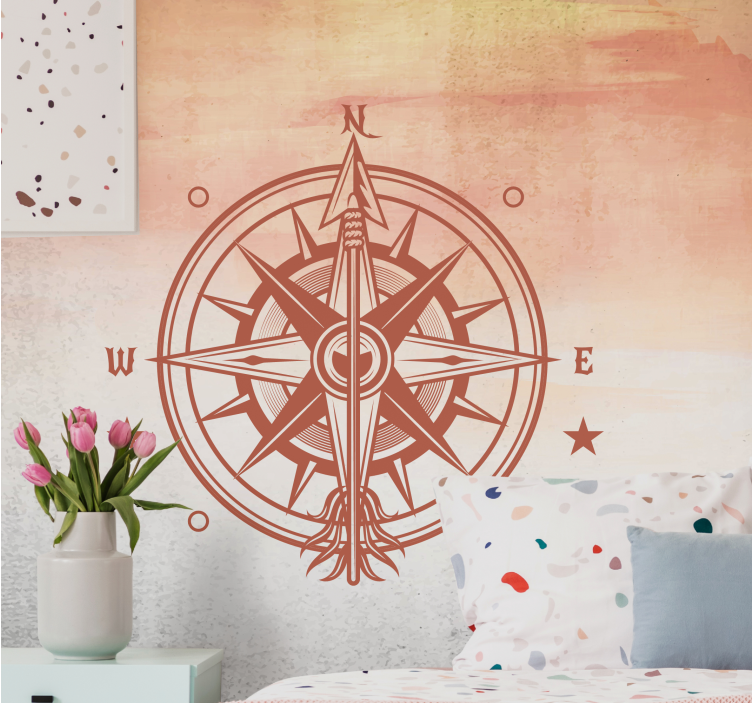 Compass north direction phrase wall mural - TenStickers