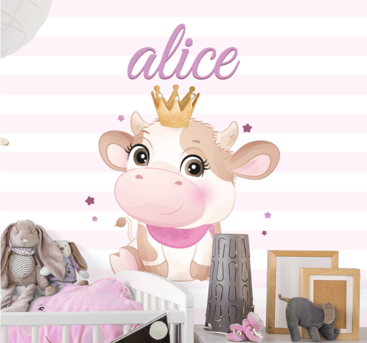 Crowned Cow Illustration kids wall mural - TenStickers