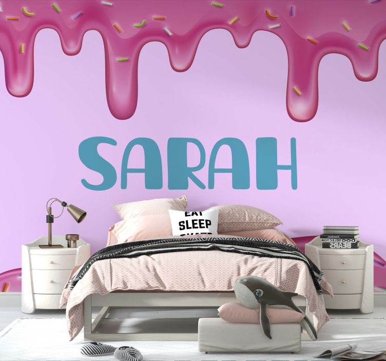 Custom wall mural dripping pink topping - TenStickers
