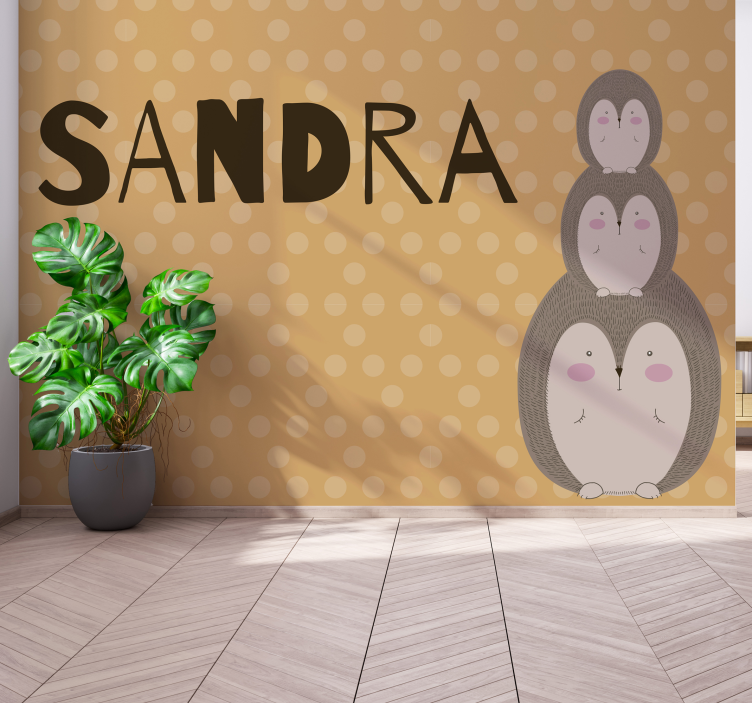 Cute Stacked Hedgehogs kids wall mural - TenStickers