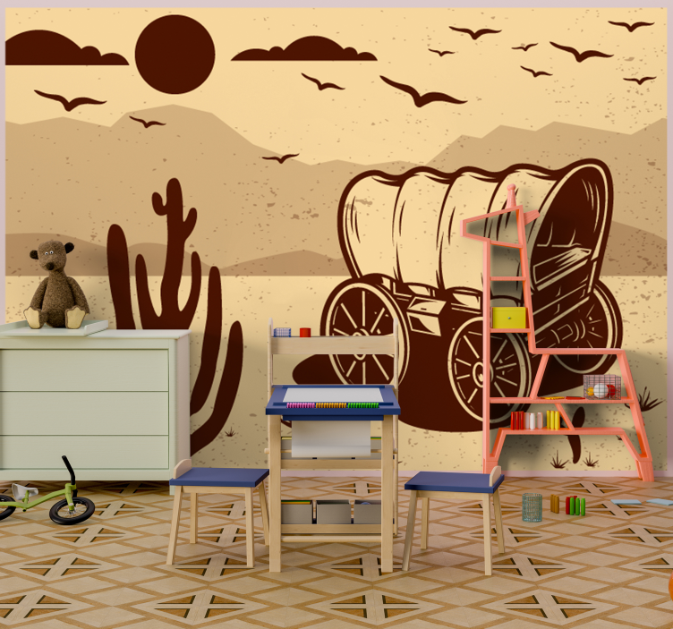 Desert Landscape Wagon kids wall mural - TenStickers