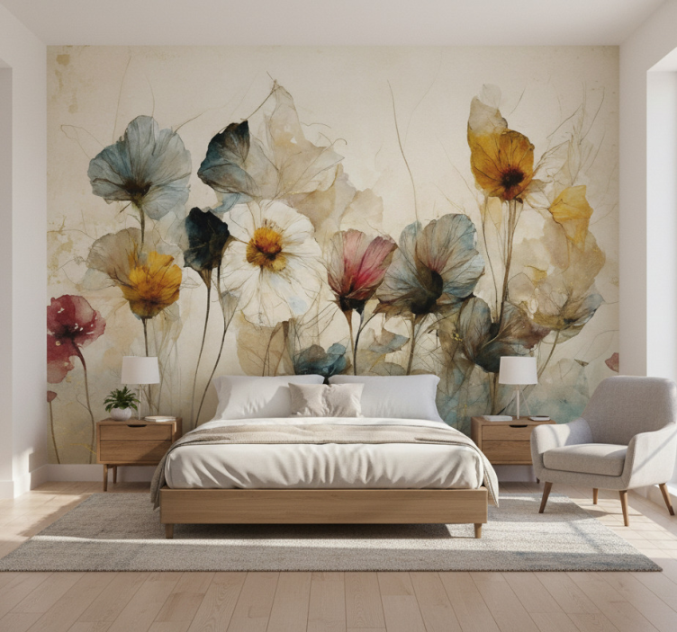 Dry beautiful flowers wall mural - TenStickers