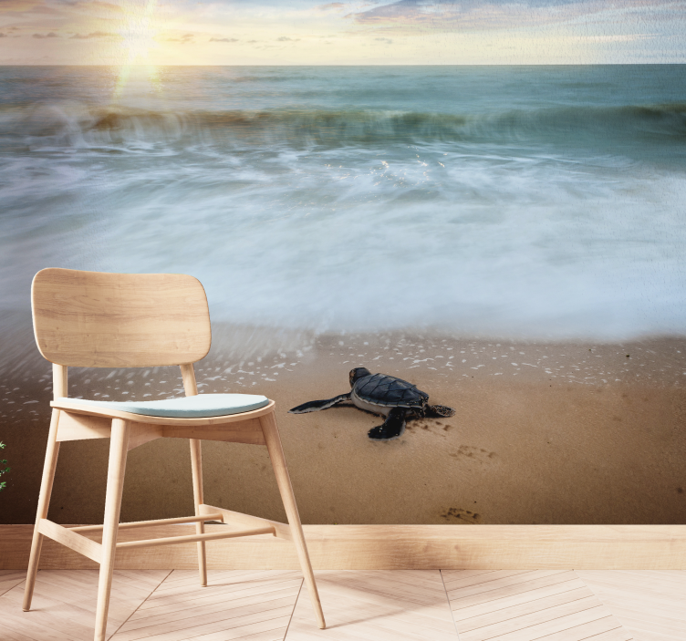 Emerging turtles under the sea mural - TenStickers