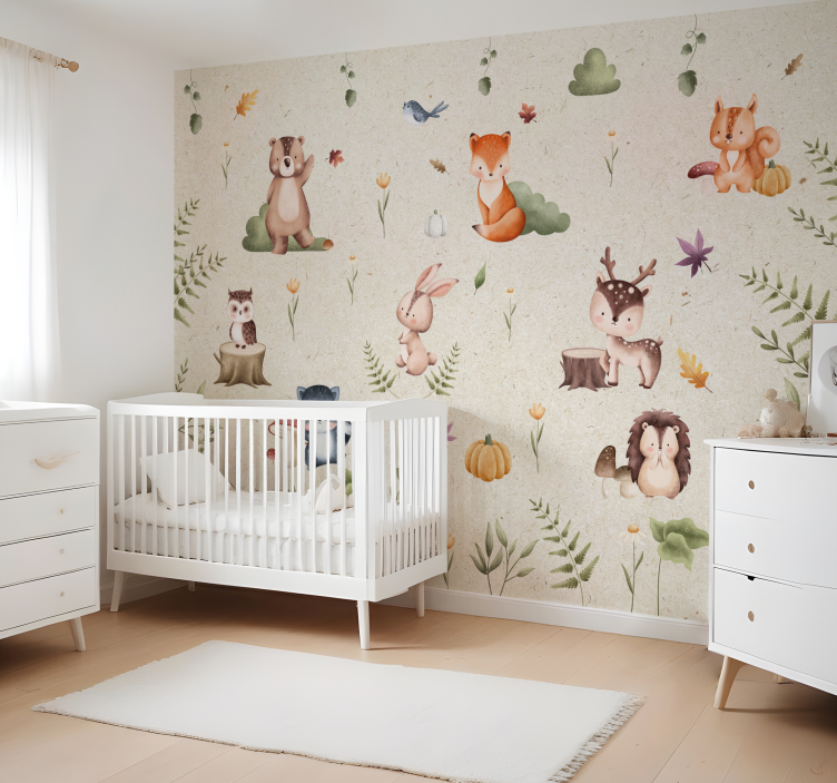 Fairytale animals nursery wall mural - TenStickers