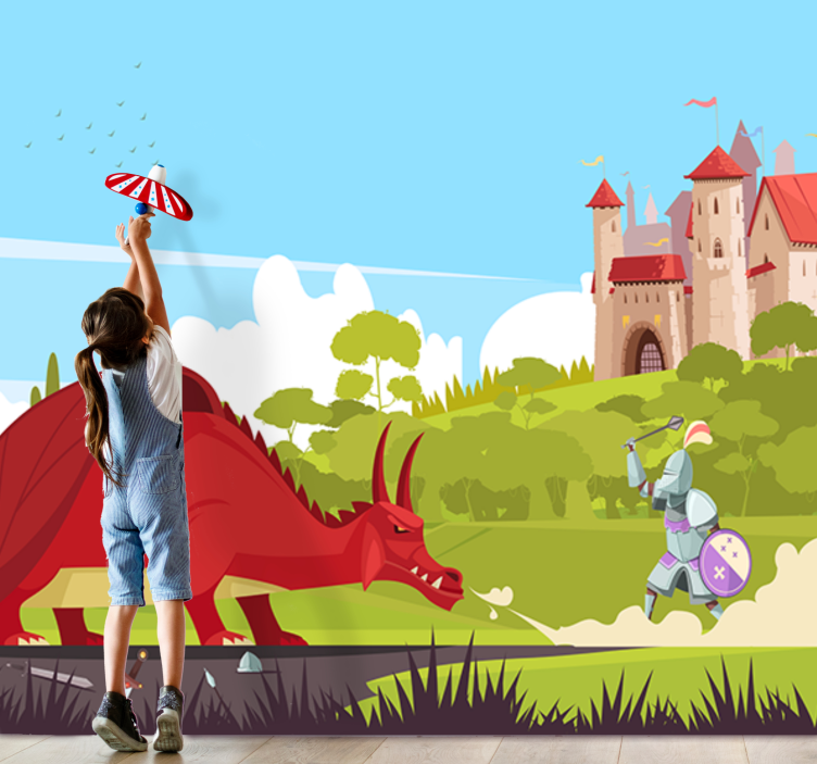 Fantasy wall mural fantasy dragon meeting - TenStickers