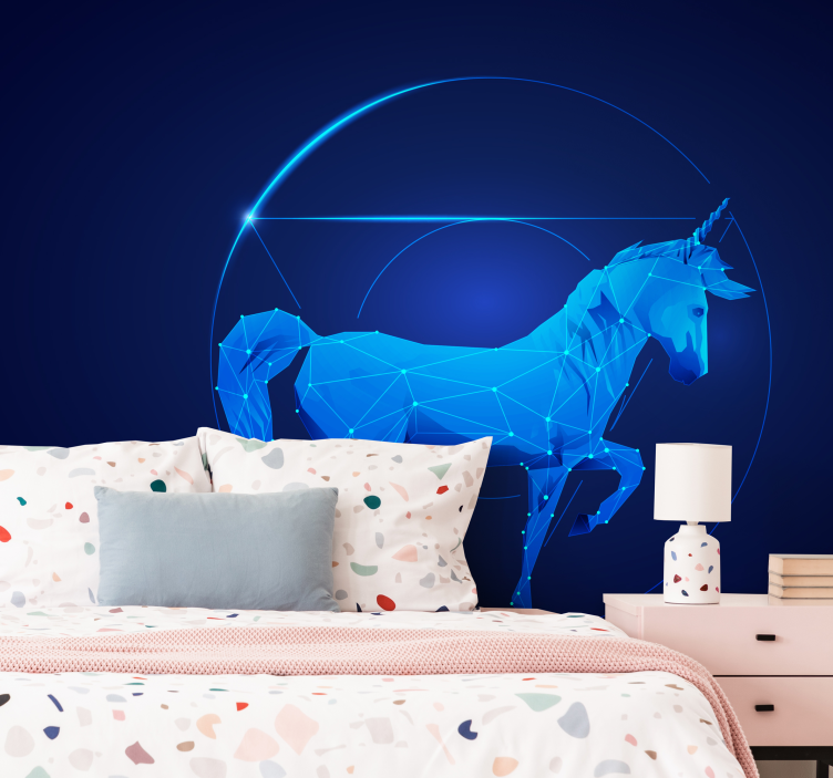 Fantasy wall mural geometric unicorn design - TenStickers