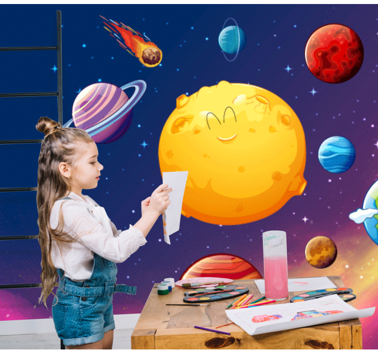 Fantasy wall mural of joyful planet characters - TenStickers