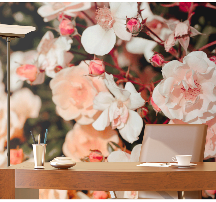 Flower mural blossoming rose petals - TenStickers