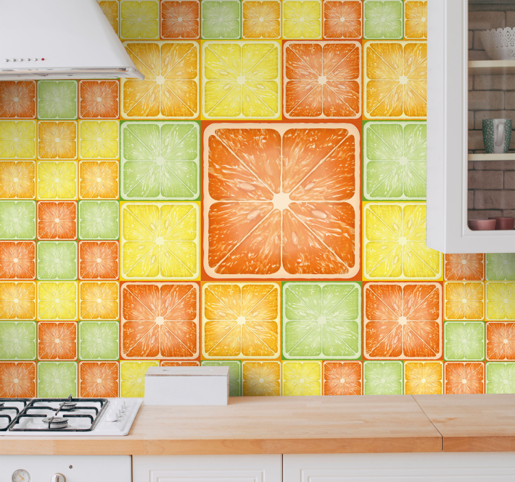 Flower mural citrus slice design - TenStickers