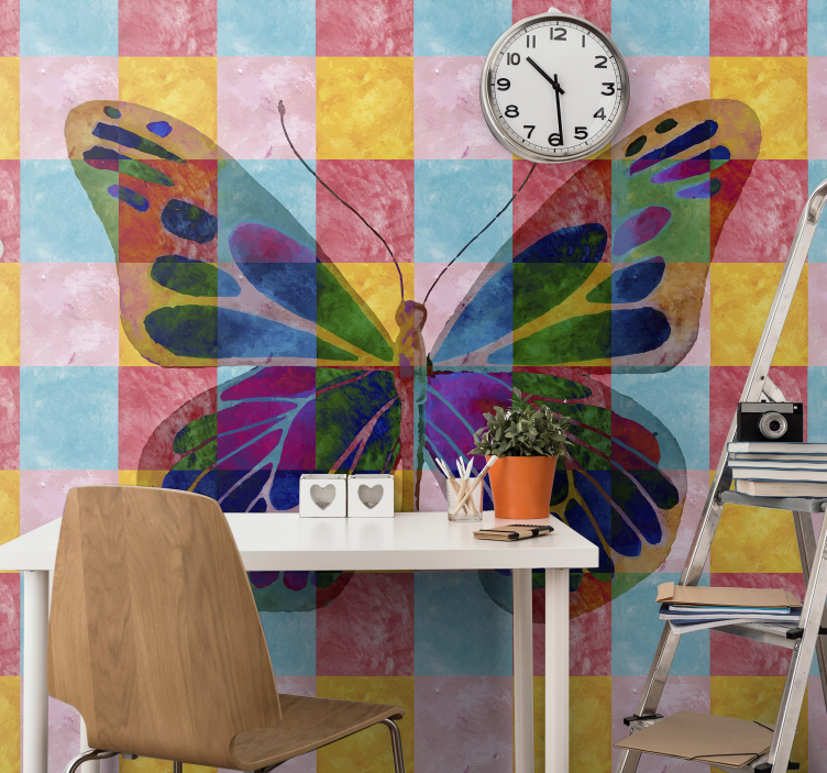 Flower mural colorful butterfly design - TenStickers