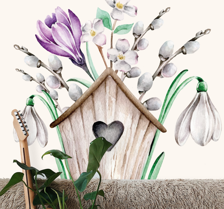 Flower mural cottage flower arrangement - TenStickers