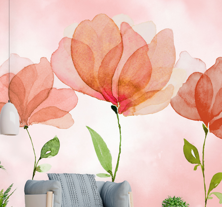 Flower mural elegant floral blooms - TenStickers