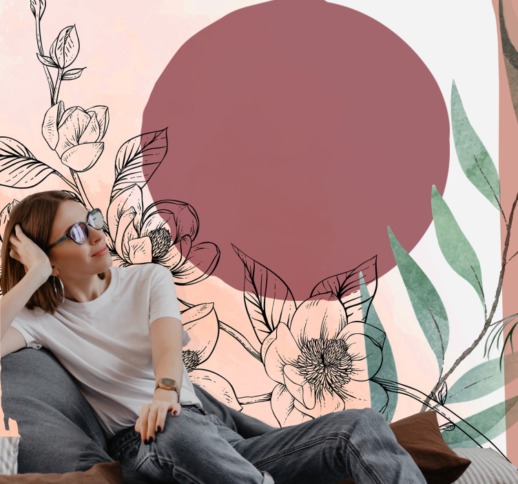 Flower mural floral elements arrangement - TenStickers