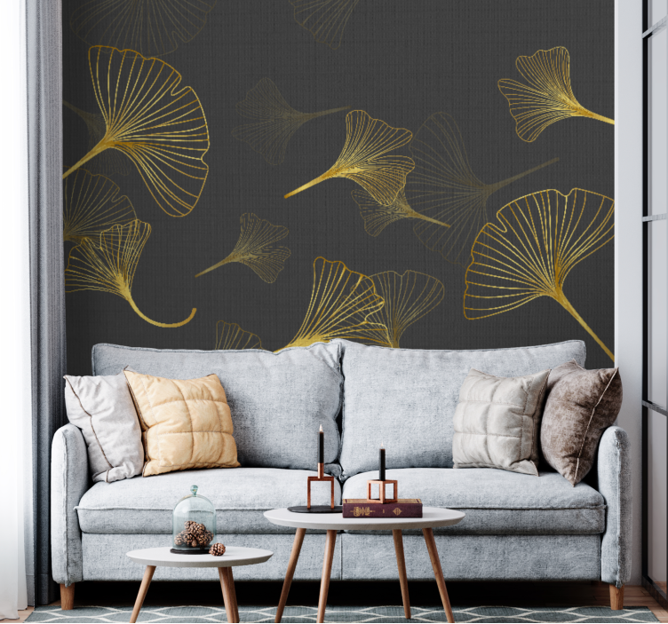 Flower mural ginkgo leaf design - TenStickers