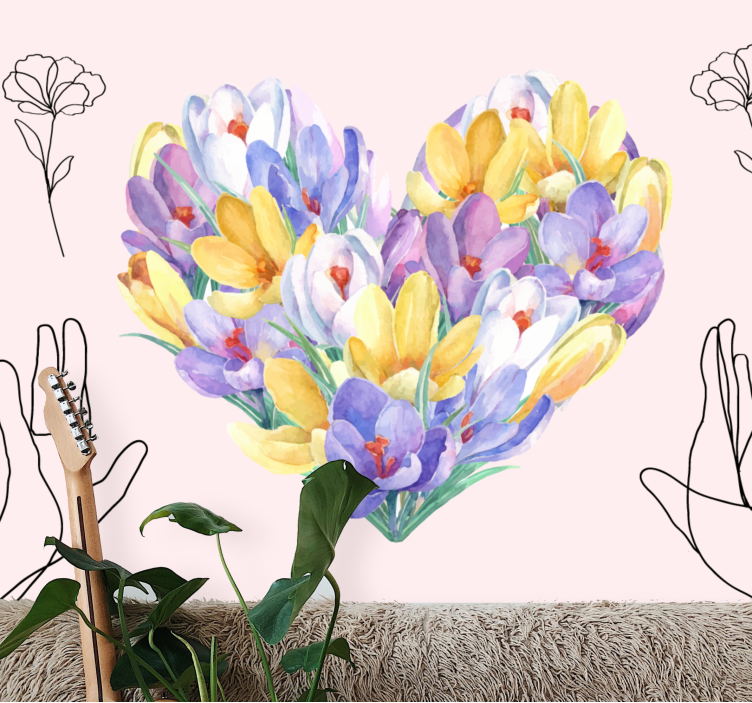 Flower mural heart shaped floral arrangement - TenStickers