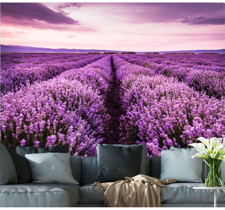 Flower mural lavender meadow serenity - TenStickers