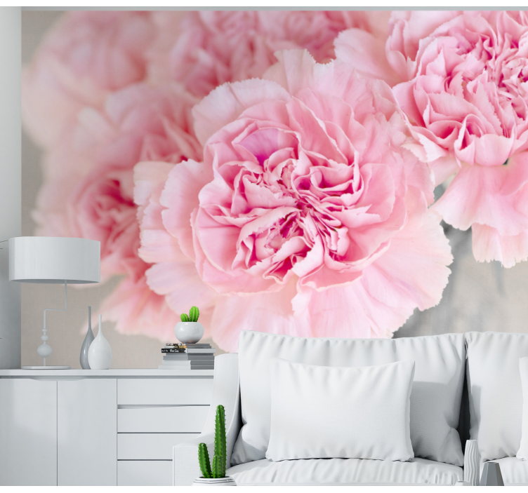 Flower mural of beautiful pink blossoms - TenStickers