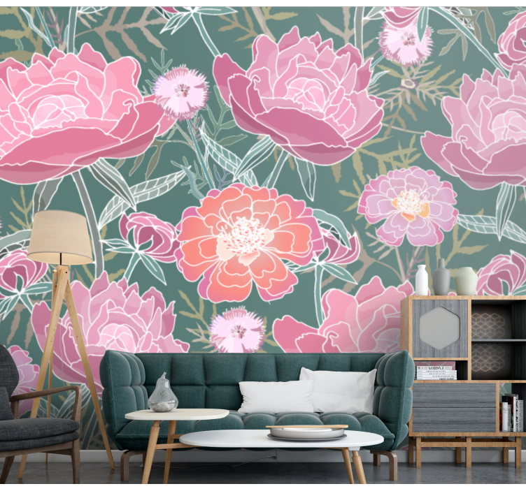 Flower mural peony floral arrangement - TenStickers