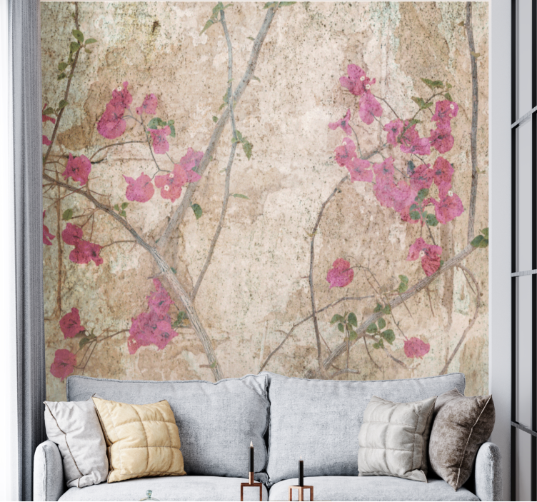 Flower mural pink bougainvillea blooms - TenStickers