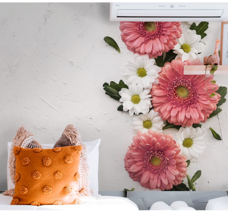 Flower mural pink floral design - TenStickers