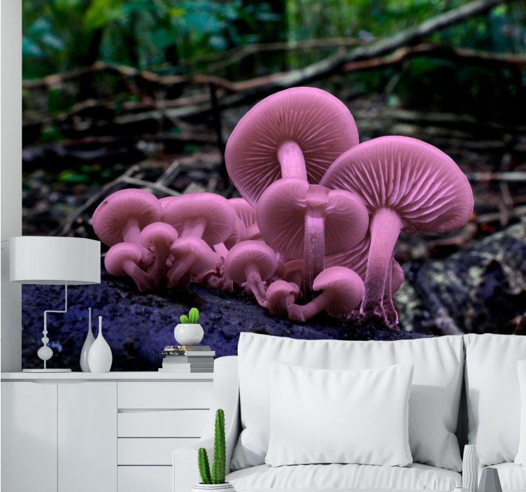 Flower mural pink mushroom clusters - TenStickers