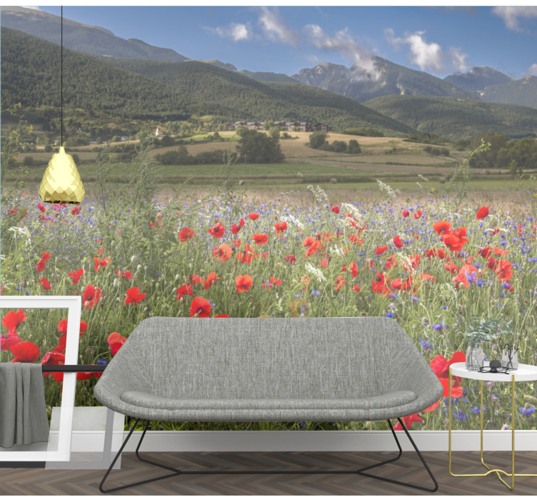 Flower mural poppy meadow landscape - TenStickers
