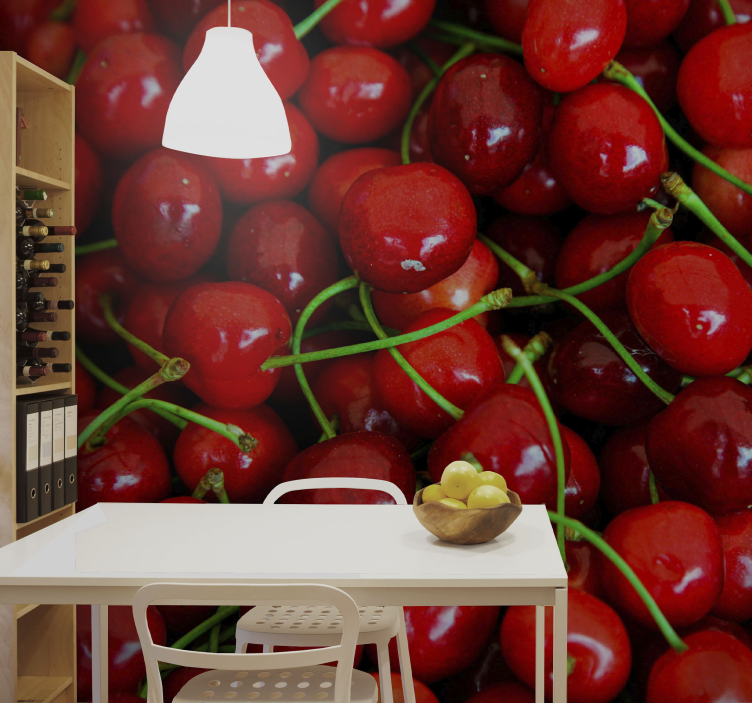 Flower mural ripe cherry bunches - TenStickers