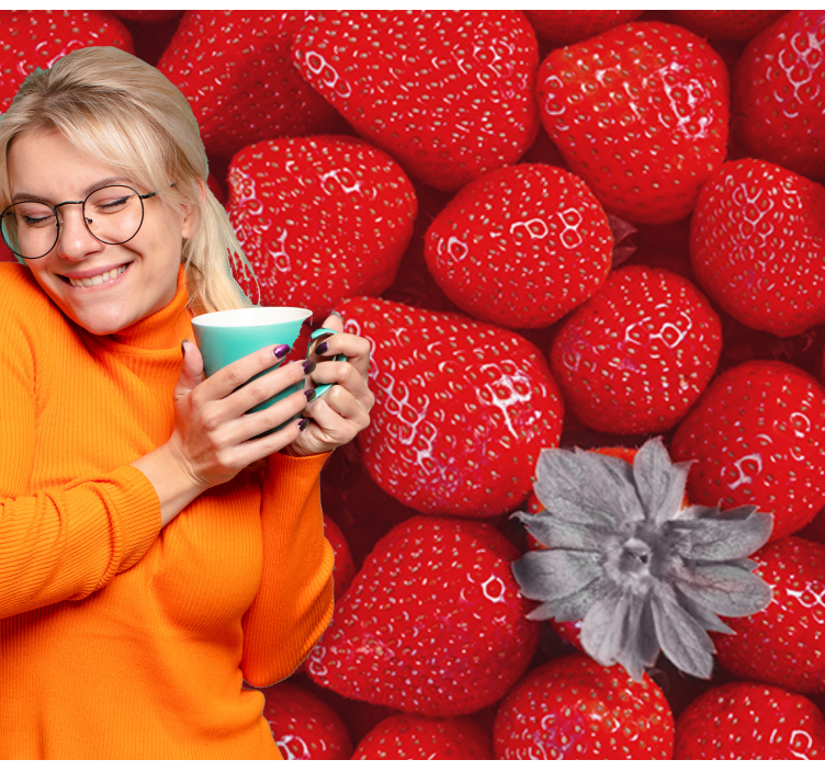 Flower mural strawberry and bloom - TenStickers