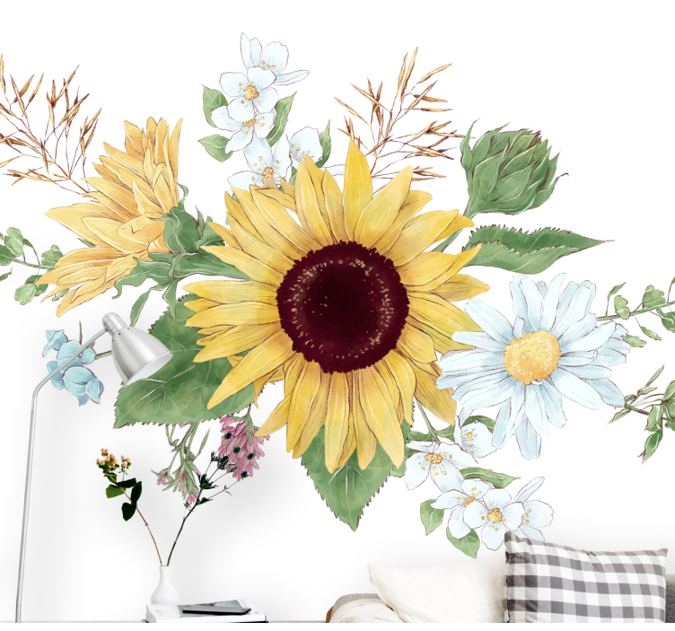 Flower mural sunflower blossom arrangement - TenStickers
