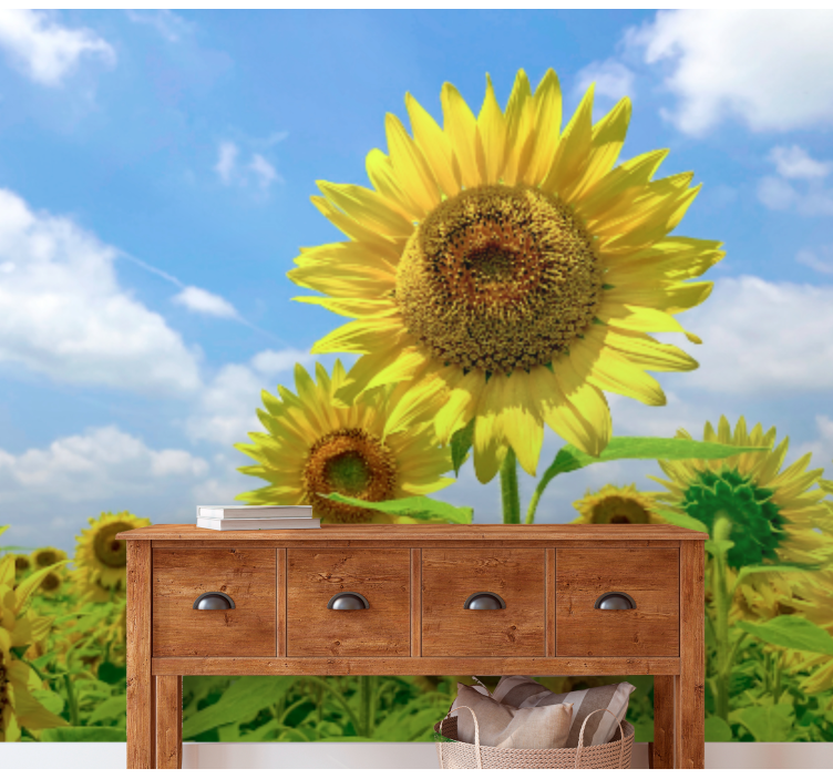 Flower mural sunflower field landscape - TenStickers