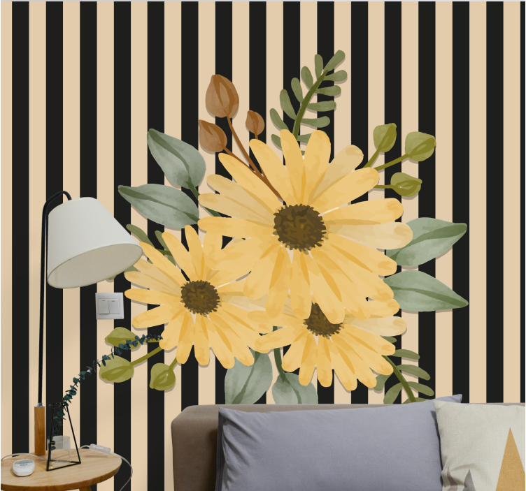 Flower mural sunflower floral design - TenStickers