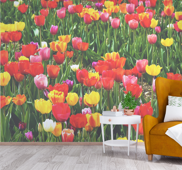 Flower mural tulip field blossoms - TenStickers