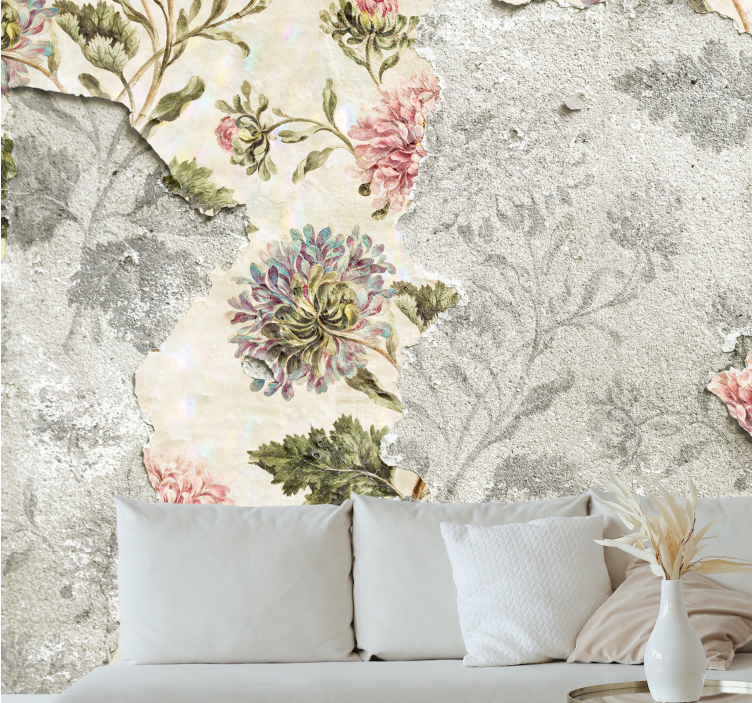 Flower mural vintage floral design - TenStickers