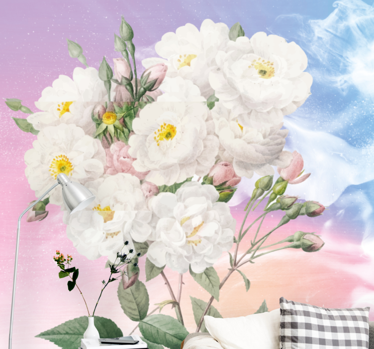 Flower mural white floral arrangement - TenStickers
