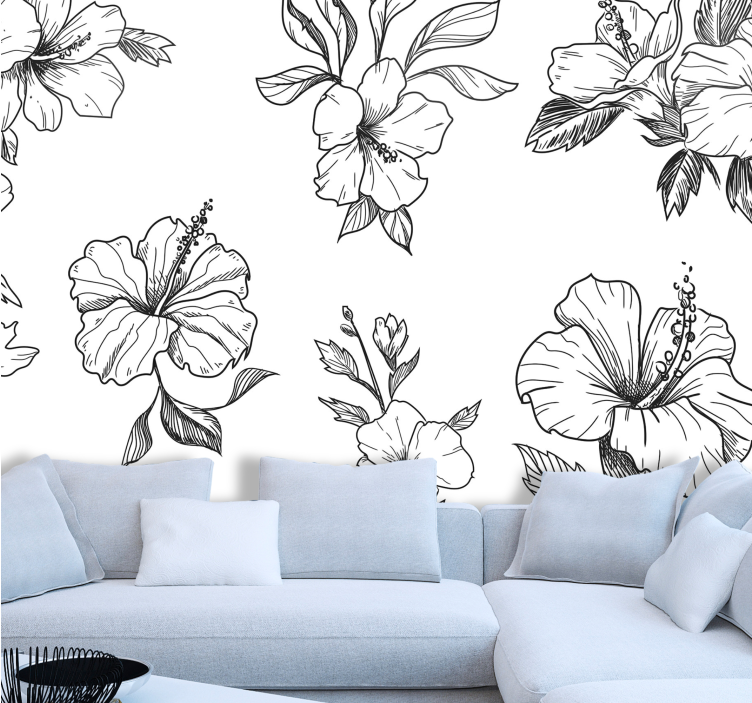 Flowers drawing wall mural - TenStickers