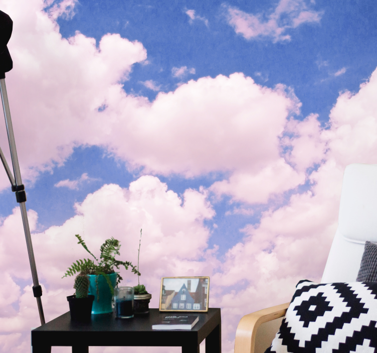Fluffy Pink Clouds sky wall mural - TenStickers