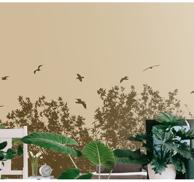 Flying Birds Silhouette nature wall mural - TenStickers